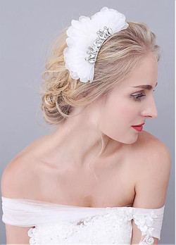 Wedding Hair Jewelry With Rhinestones Glamorous Organza